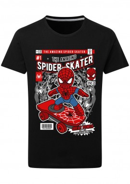 Pop Culture - T-Shirt Spiderman Skateboard Pop Culture Black