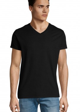 Ανδρικό T-shirt 02940 Sol's Imperial V Men με Λαιμόκοψη V Black