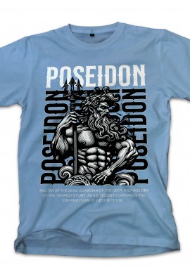 T-Shirt Poseidon T-Shirt Design Template Pop Culture Carolina Blue