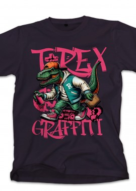 T-Shirt T-Rex Urban Hip-Hop Star Y2K Graffiti Streetwear Pop Culture Black