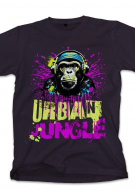 Pop Culture - T-Shirt Urban Jungle Monkey in Headphones Street Art Pop Culture Black