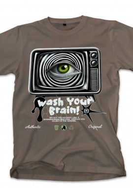 T-Shirt Wash Your Brain Pop Culture Military Green