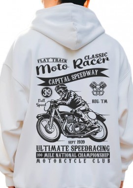 Hoodie Moto Racer Pop Culture White