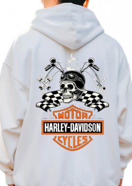 Pop Culture - Hoodie Motor Cycles Hd Pop Culture White