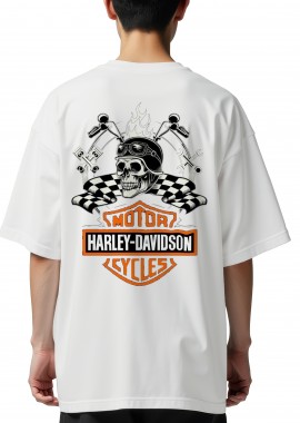 Oversized T-Shirt Motor Cycles Hd Pop Culture White