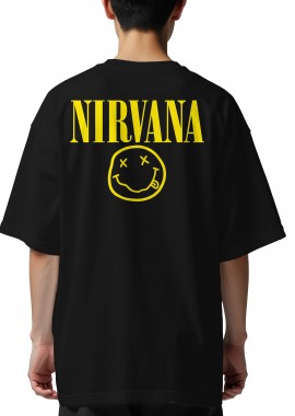 Oversized T-Shirt Nirvana Face Art Rock Avenue Black
