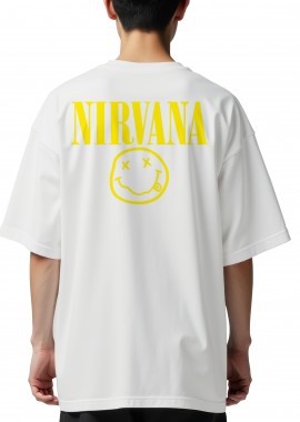 Oversized T-Shirt Nirvana Face Art Rock Avenue White