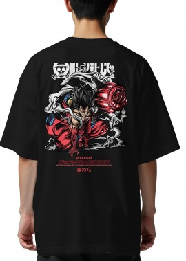 Oversized T-Shirt One Piece Luffy Snakeman Pop Culture Black
