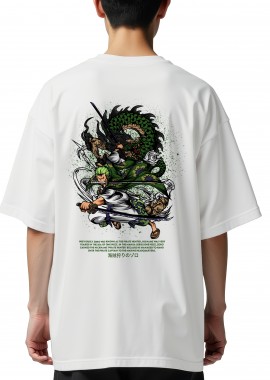 Pop Culture - Oversized T-Shirt One Piece Roronoa Zoro Pop Culture White