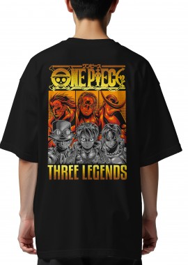 Oversized T-Shirt One Piece Three Legends Pop Culture Black
