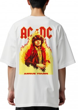 Rock Avenue - Oversized T-Shirt Angus Young Art1 Rock Avenue White