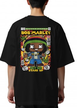 Oversized T-Shirt Bob Marley Pop Culture Black
