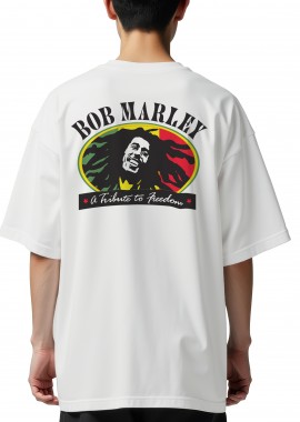 Rock Avenue - Oversized T-Shirt Bob Marley Art1 Rock Avenue White