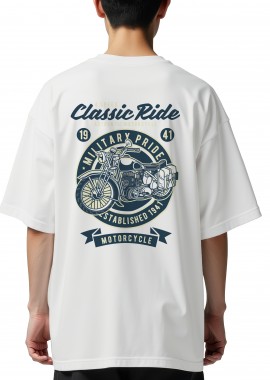 Oversized T-Shirt Classic Ride Military Pride Pop Culture White