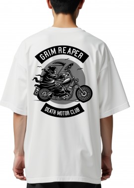 Oversized T-Shirt Death Motorcycle Club Pop Culture White