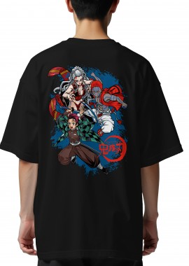 Pop Culture - Oversized T-Shirt Demon Slayer A Pop Culture Black