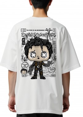 Pop Culture - Oversized T-Shirt Edward Scissorhands Pop Culture White