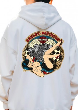 Hoodie Harley Davidson Doll Pop Culture White