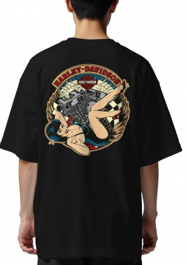 Pop Culture - Oversized T-Shirt Harley Davidson Doll Pop Culture Black