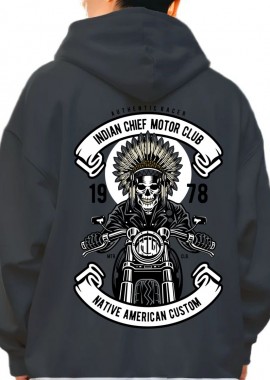 Hoodie Indian Chief Biker Pop Culture Black