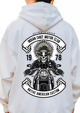 Hoodie Indian Chief Biker Pop Culture White
