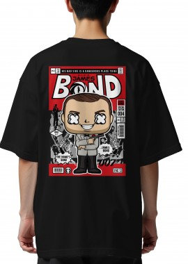 Oversized T-Shirt James Bond Pop Culture Black