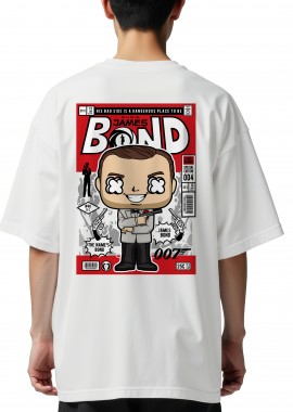 Oversized T-Shirt James Bond Pop Culture White