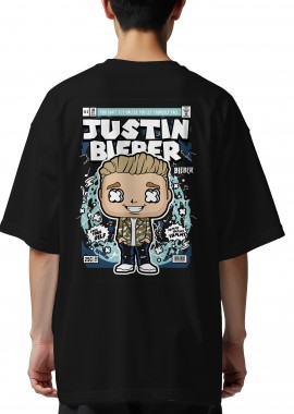 Oversized T-Shirt Justin Bieber Pop Culture Black