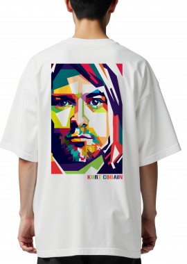 Rock Avenue - Oversized T-Shirt K Cobain Art1 Rock Avenue White