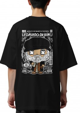 Pop Culture - Oversized T-Shirt Leonardo Da Vinci Pop Culture Black