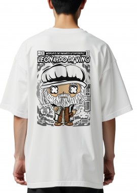 Pop Culture - Oversized T-Shirt Leonardo Da Vinci Pop Culture White