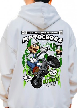 Pop Culture - Hoodie Luigi Motocross Pop Culture White