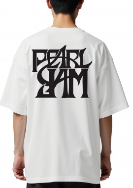 Oversized T-Shirt Pearl Jam Band Logo Art Rock Avenue White
