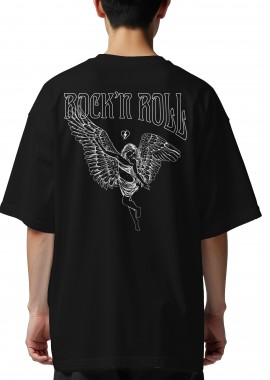 Pop Culture - Oversized T-Shirt Rock n Roll Pop Culture Black
