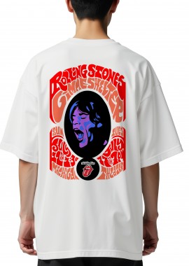 Oversized T-Shirt Rolling Stones Art1 Rock Avenue White