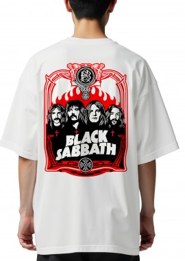 Oversized T-Shirt Black Sabbath Art Design1 Rock Avenue White