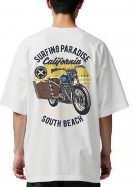 Oversized T-Shirt Surfboard Ride Pop Culture White