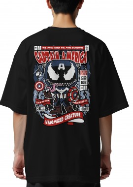 Oversized T-Shirt Venom Captain America Pop Culture Black