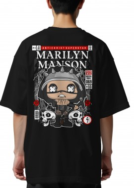 Pop Culture - Oversized T-Shirt Marilyn Manson Pop Culture Black