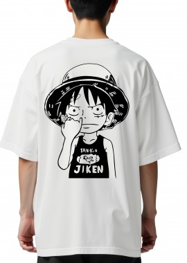 Oversized T-Shirt Kid Luffy One Piece Pop Culture White