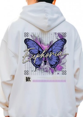 Hoodie Butterfly Graphic Pop Culture White