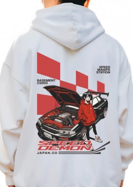 Pop Culture - Hoodie Racing Car Graphic Pop Culture White