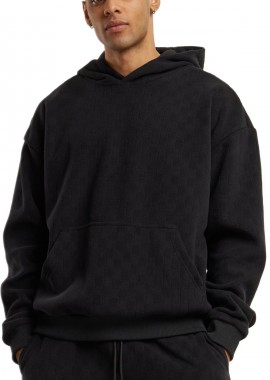 Oversized Φούτερ με Κουκούλα Jacquard Velvet TB6770 Urban Classics Black