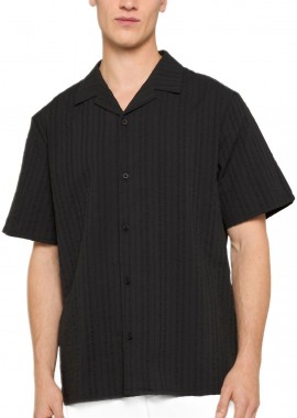 Πουκάμισο Seersucker Resort Shirt TB7569 Urban Classics Black Black