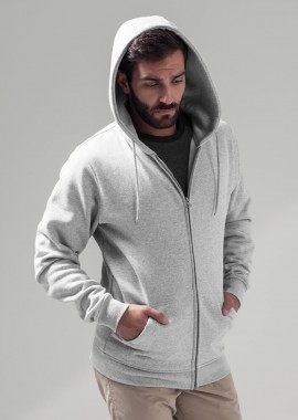 Φούτερ με Κουκούλα και Φερμουάρ BY012 Build Your Brand Heather Grey