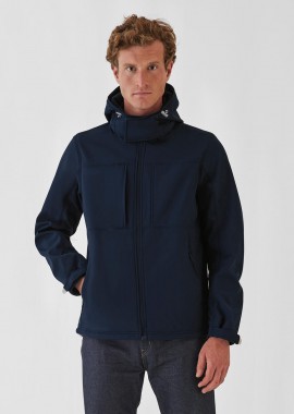 Ανδρικό Μπουφάν Hooded Softshell JM950 B&C Outerwear Navy