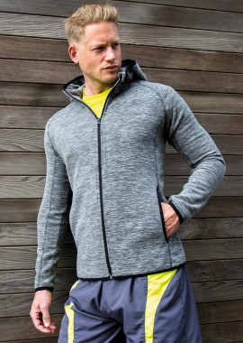 Ανδρικό Microfleece Zip Hoodie S245M Spiro Marl Grey/Black