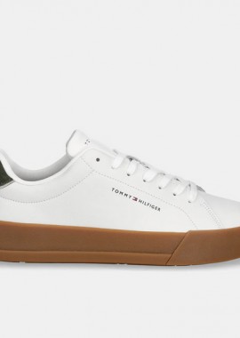 Ανδρικά Δερμάτινα Sneakers Tommy Hilfiger FM0FM05367-01V Λευκό-Πράσινο