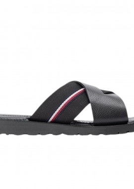 Ανδρικές Δερμάτινες Παντόφλες Tommy Hilfiger FM0FM05783-BDS Μαύρες