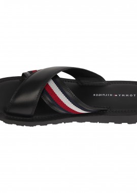 Tommy Hilfiger - Ανδρικές Δερμάτινες Παντόφλες Tommy Hilfiger FM0FM04457 BDS Μαύρες